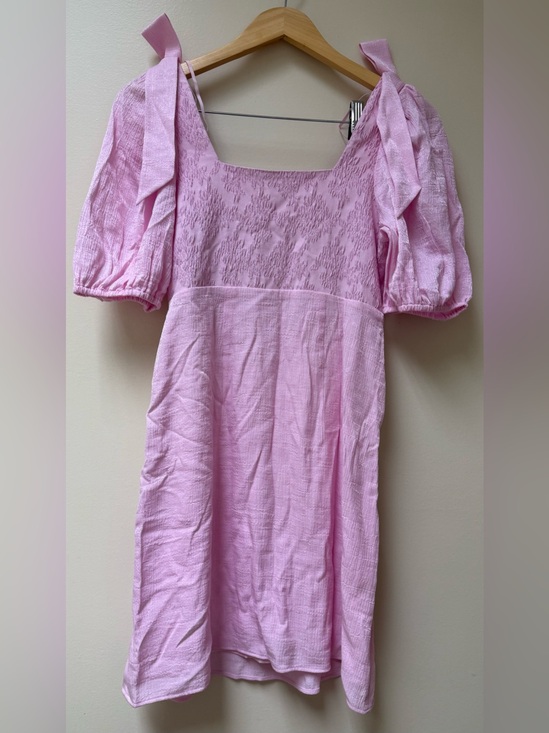 & Other Stories Dresses & Skirts - NwT & Other Stories Shimmer Bow Puff Sleeve Pink Textured Mini Dress🌸